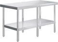 Jocisland 30" x 60" Stainless Steel Table for Prep & Work Adjustable Under Shelf and Feet, for Commercial Kitchen, Restaurant, Hotel and Garage