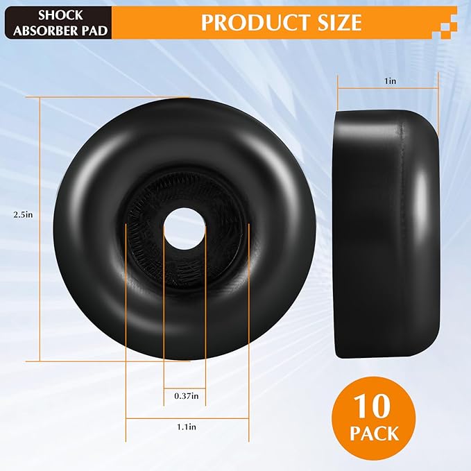 BBTO 10 Packs 2.5" Trailer Ramp Door Bumper, Trailer Door Bumper Compatible with Cargo Ramp Doors, Truck Gates Round Rubber Bump Stops Utility Accessories, Black