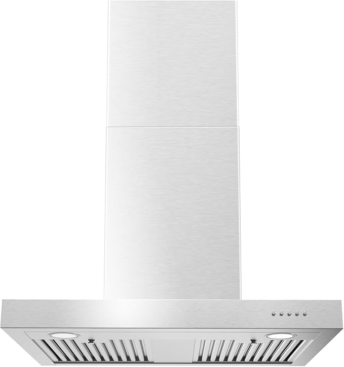Wall Mount Range Hood 30 Inch T Shape 900CFM Stainless Steel Vent Hood with Split Type Permanent Grease Baffle Filter, Stove Hood Chimney Style Kitchen Exhaust Fan, Ductless Convertible