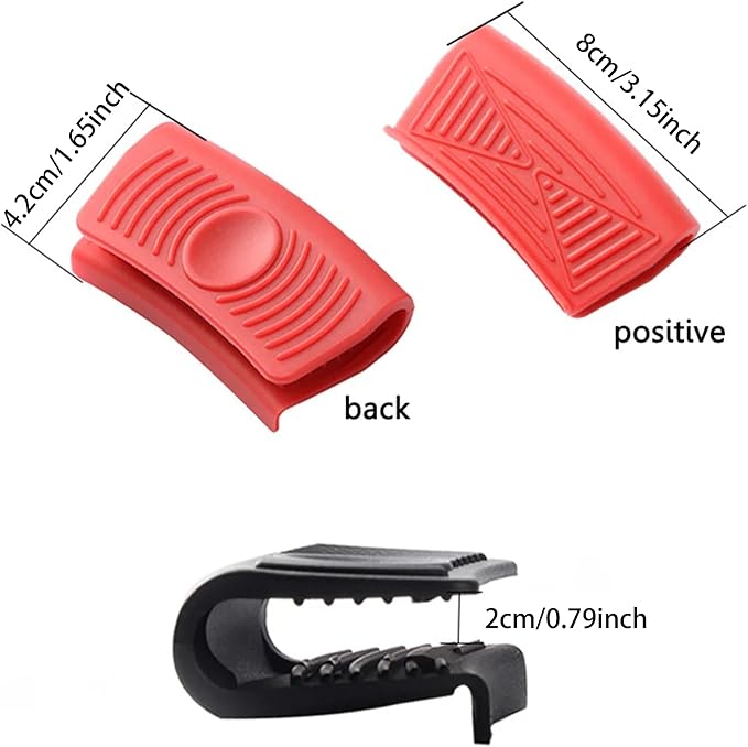 3 Pair Silicone Assist Handle Holder,Pot Grip Handle Sleeve,Cast Iron Skillets Non-Slip Heat Resistant Pan Grip Cover for Cast Iron Woks, Pans, Griddles, Skillets, Plates (Red,Black,Gray)