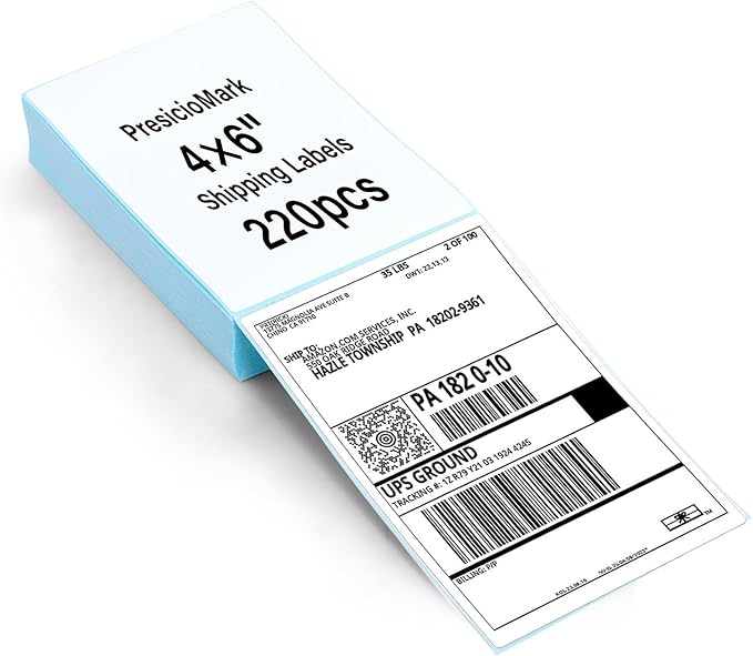 220 Fanfold 4"x6" Direct Thermal Shipping Labels,Commercial Grade Permanent Adhesive Fanfold Mailing Postage Label Paper for Thermal Printers and Packages