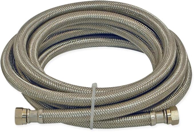 Eastman Dishwasher Installation Kit with Large Port, 1/2 Inch Compression, 3/8 Inch MIP Elbow, 1/2 Inch FIP Valve Adapter, 10 Foot Braided Stainless Steel Dishwasher Connectors, 69006