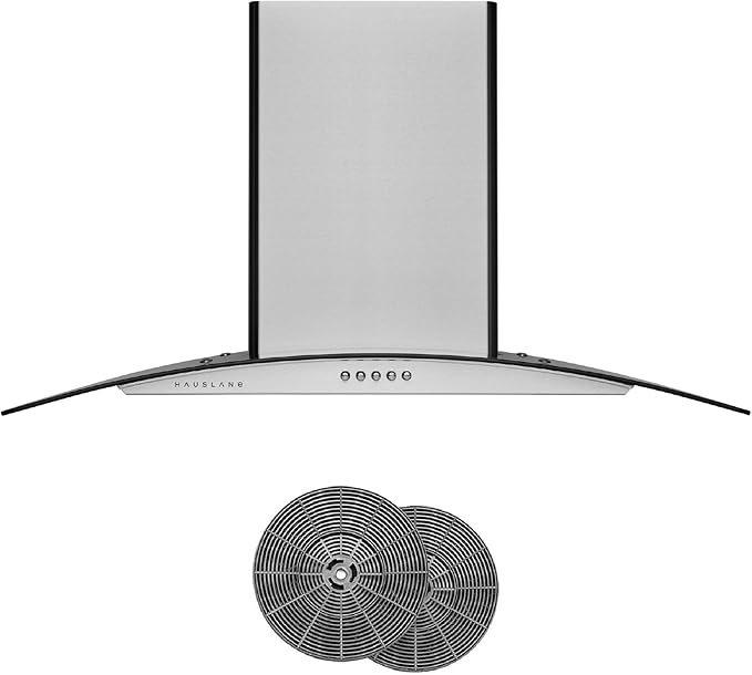 Hauslane Wall Mount Range Hood 36 Inch | European Canopy Design with Tempered Glass & Stainless Steel | 3-Speed,Dishwasher-Safe Filters | Ducted or Ductless with Charcoal Filters WM-600
