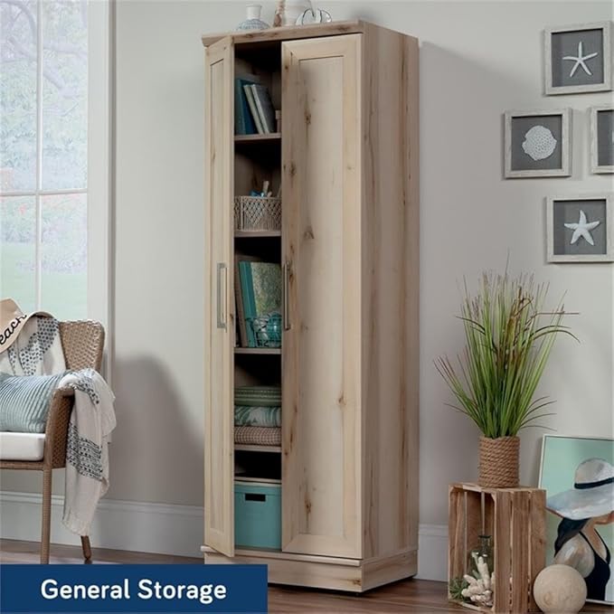 Sauder HomePlus Two Door Storage Cabinet/Pantry Cabinet, Pacific Maple Finish | Two Door, Finish