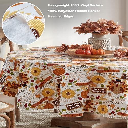 Newbridge Happy Thanksgiving Turkey 60 x 84 Inch Oval Vinyl Tablecloth