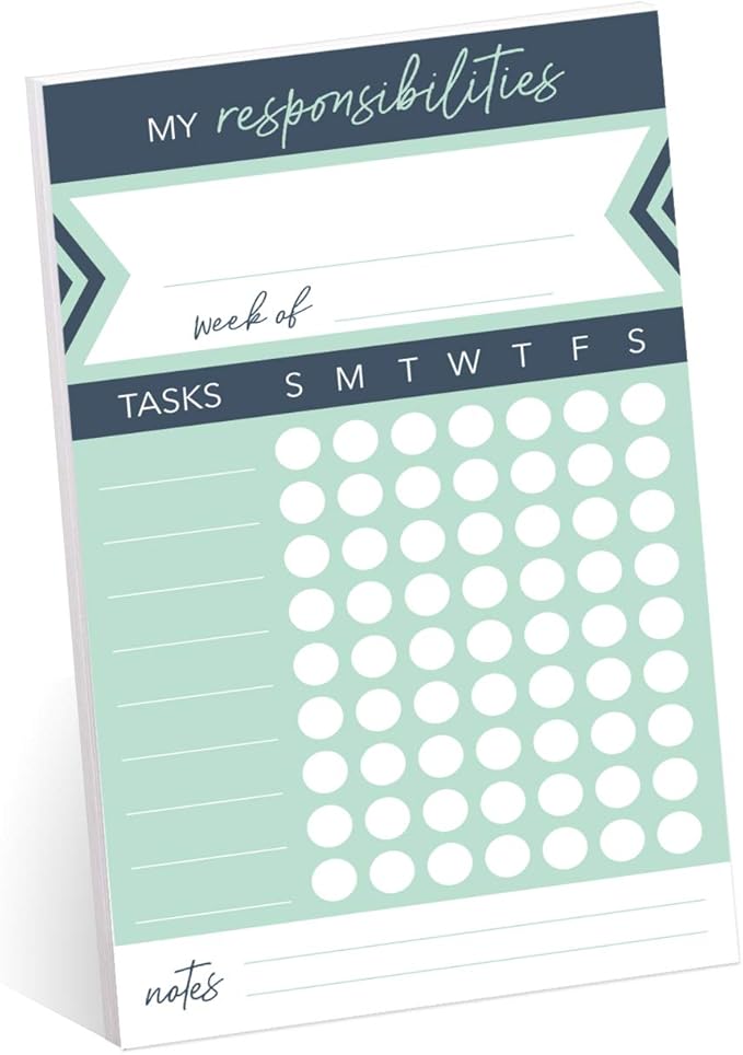Modern Weekly Chore Chart / 6" x 10" Sticky Note Fill-in Task List/Homeschool Task Assignment List