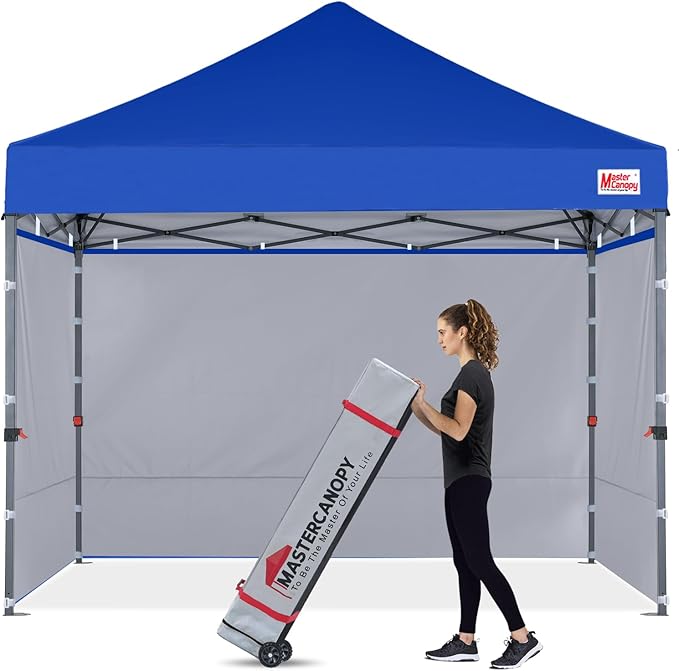 MASTERCANOPY Heavy Duty Pop-up Canopy Tent with Sidewalls (10x10,Blue)