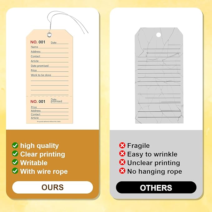 100 Pack White Repair Tags with Wire Rope Service Repair Tags Numbered with Wire Durable 2.6 x 5.25 Inch Labels for Production Equipment Maintenance Price Notice (100, White, 2.6x5.25in)
