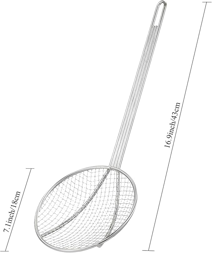 2PCS Fryer Scoop Skimmer Spoon Strainer Spoon Kitchen Spider Frying Spoon Strainer and Utensil for Deep Fryer with Basket, Deep Fryer Cooking, Wok Fry Ladle Spoons with Handle, Asian Spatula Utensils