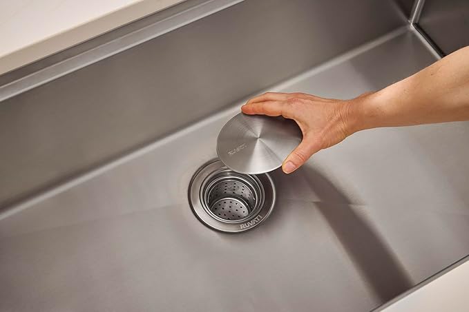 Ruvati 32-inch Round Corner Undermount 16 Gauge Stainless Steel Workstation Kitchen Sink Single Bowl – Soundproof Multifunction Chef Sink with Cutting Board & Accessories – RVH8301