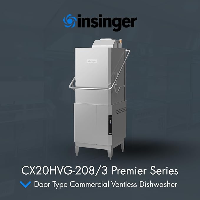 CX20HVG-208/3 Premier Series Ventless Dishwasher, Door Type Commercial Dishwasher with Extra High Hood, VaporGuard 2.0, Quad-Arm Wash, 60 Racks/Hr, Stainless Steel, 208V 3PH, 1.5 HP