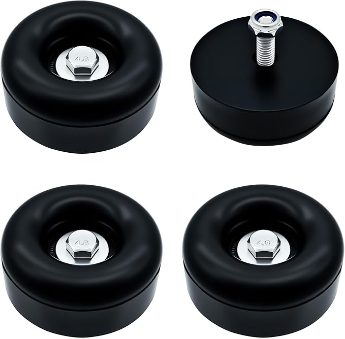 4pack Round Rubber Trailer Bumpers, 2.5" Round Rubber Bump Stops, Compatible with Cargo Trailer Ramp Doors & Truck Gates, Pressure Washers, Air Compressors, Pumps, 4 Pack(Including Screw Kits)