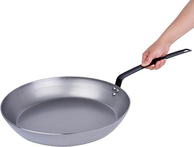 Restaurantware Met Lux 16 Inch Fry Pans, 6 No-Stick Frying Pans - Induction-Ready, Triple-Riveted, Silver Carbon Steel Cooking Skillets, Durable, For Searing, Sauteing, And Browning Food