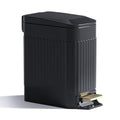 Small Bathroom Trash Can with Lid Soft Close-6L/1.6 Gal Slim Step Garbage Can-Metal Pedal Wastebasket-Narrow Rectangle Garbage Container Bin for Corner Office, Bedroom, Toilet, Live Room-Black