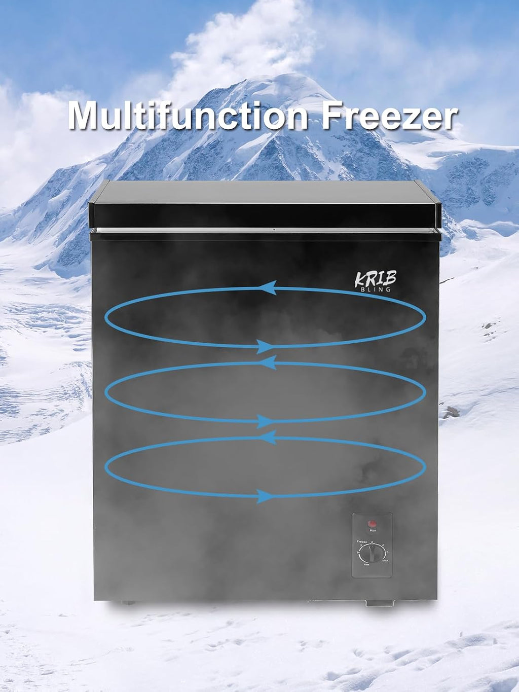 5.0 Cu.Ft Chest Freezer with 7 Gears Temperature Control (-16F to -48F), Deep Freezer with a Removable Basket, for House, Kitchen, Garage, Basement, Shop, Black