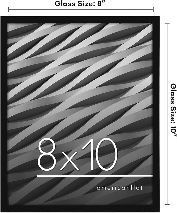 Americanflat 8x10 Picture Frame with Shatter-Resistant Glass - Streamline Collection - Thin Border Photo Frame for Tabletop and Wall Display - Hanging Hardware and Easel Stand Included - Black
