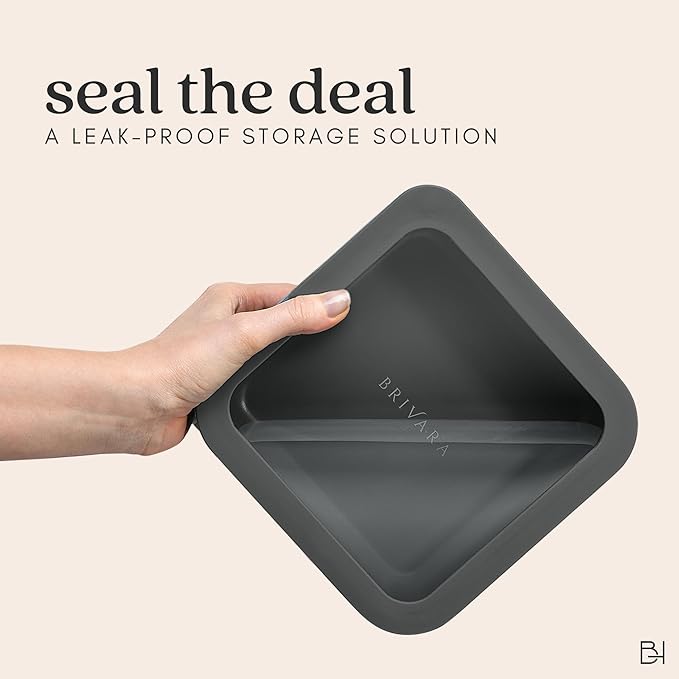Ceramic Coated Glass Food Storage Container | No PTFE, PFOA, PFAS, and BPA | Reusable Non Toxic Meal Prep Container with Glass Lid | Easy To Store | 3 Cup Rectangle [Onyx]