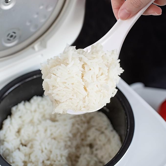 Giantree 2 Pcs Plastic Rice Paddle, 7.7 Inch Non-Stick White Rice Spoon Scooper for Cookers