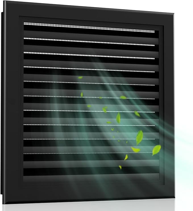 6" X 6" Gable Vent Aluminum Gable Vents for Houses Attic Vent Shed Vents Cover Exterior with Screen Mesh Alloy Wall Vent Ventilation for Home Garage Attic Ceiling - Vent Opening: 4" x 4" Black