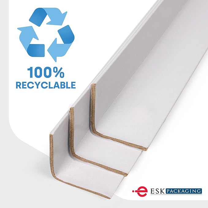 Cardboard Corners for Packing - 2"W x 2"D x 12"L, Medium Duty .160 ga, Pallet Box Corner Protectors, Angle Boards, White, 50/Pack