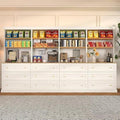 Vyre 71" Farmhouse Kitchen Pantry Cabinet Set of 4, White Freestanding Coffee Bar Hutch with Drawers & Adjustable Shelves, Large Storage Cabinet with Microwave Stand for Living Room & Kitchen