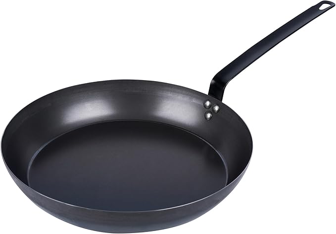 Restaurantware-Met Lux 14 Inch Fry Pans, 6 Lightweight Frying Pans - Induction-Ready, Triple-Riveted, Black Carbon Steel Cooking Skillets, Durable, For Searing, Sauteing, And Browning Food