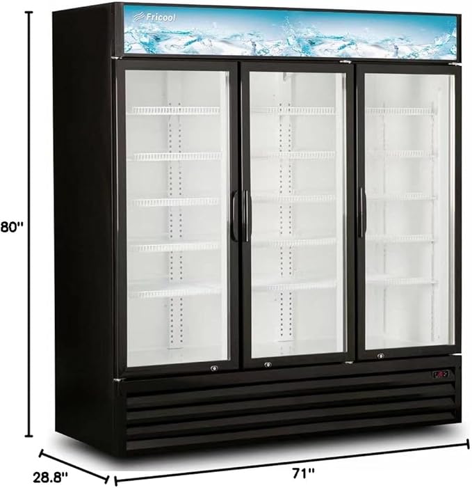 Commercial 3 Glass Door Merchandiser Refrigerator-Upright Beverage Cooler with LED Lighting