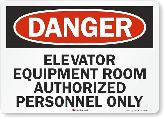 SmartSign "Danger - Elevator Equipment Room, Authorized Personnel Only" Label | 10" x 14" 3M Reflective Laminated Vinyl