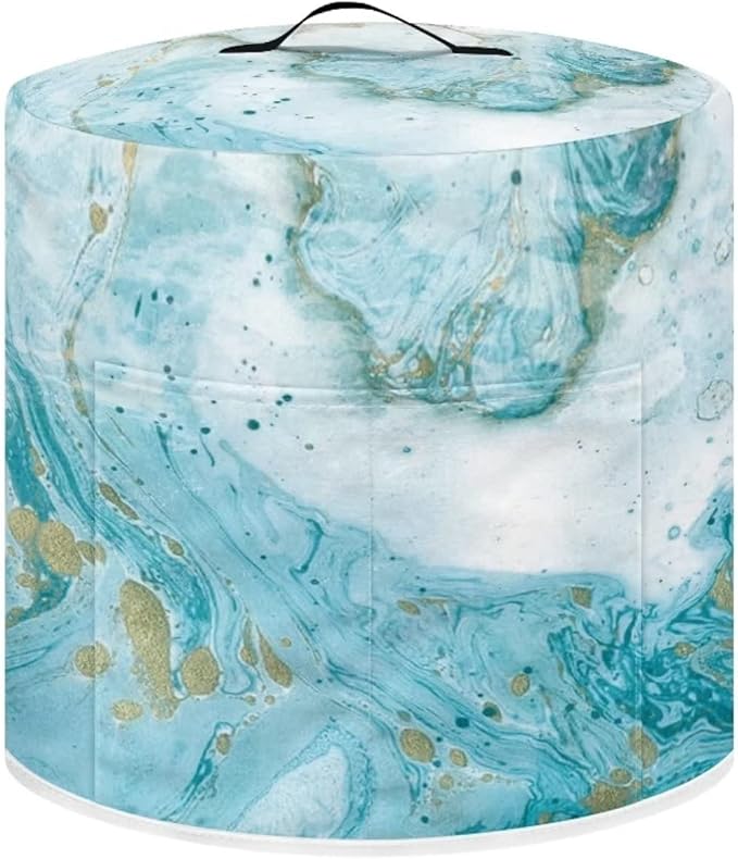 Dust Cover for Kitchen Accessories, for 3 Quart Pressure Cooker Air Fryer Rice Cooker Kitchen Appliance Dust Covers with Storage Pockets Dust-proof Washable, Sky Blue Marble
