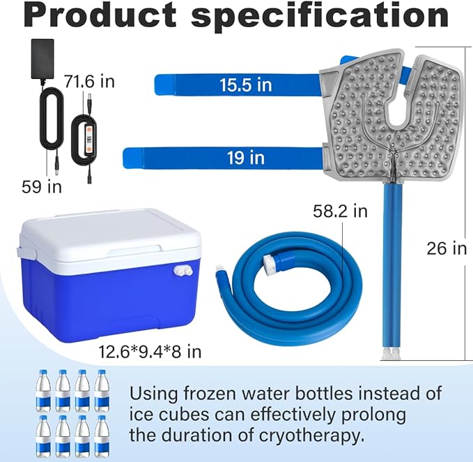 Cold Therapy Machine After Surgery Ice Machine with Knee Flexible Pad, Cryotherapy Machine for Knee Pain, Sprains, Swelling, Other Injuries, Quiet Pump,Timing Function (9 Quart)