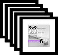 Americanflat 9x9 Picture Frame with Polished Plexiglass - Set of 5 - Use as 6x6 Frame with Mat or Display 9x9 Photo Without Mat - Galleria Collection - Square Frames for Tabletop and Wall - Black