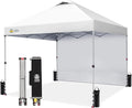 CROWN SHADES 10x10 Pop Up Canopy with 1 Side Wall - Beach Tent with One Push Setup - Outdoor Sun Shade for Events, Parties, Camping - Gazebo with STO-N-Go Cover Bag (White)