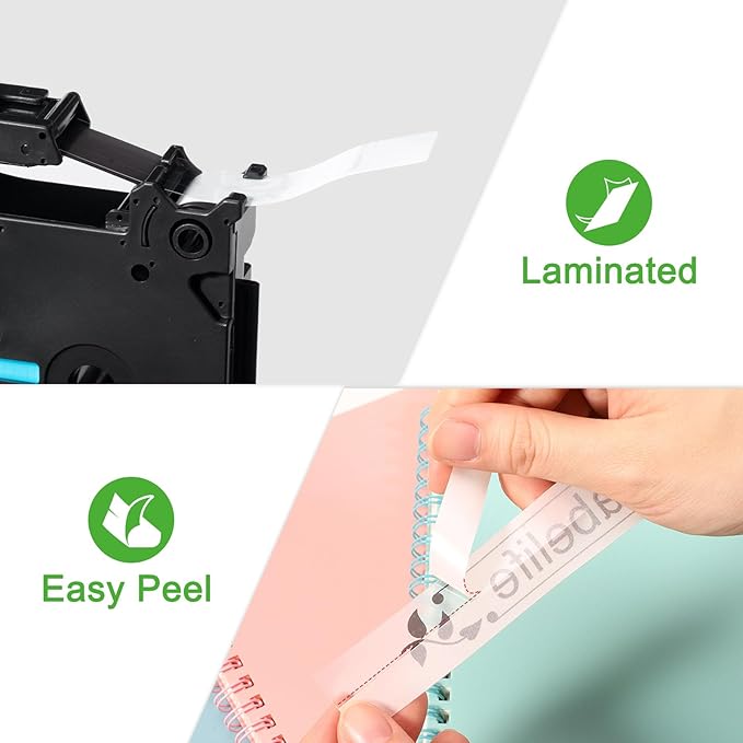 Labelife TZe-131 TZe131 Clear Label Maker Tape Replacement for Brother P Touch Label Tape TZe TZ Tape 12mm 0.47 Laminated Clear Compatible with Brother PT-D210 PT-D220 PT-H110 PT-D400 PT-D600, 4-Pack
