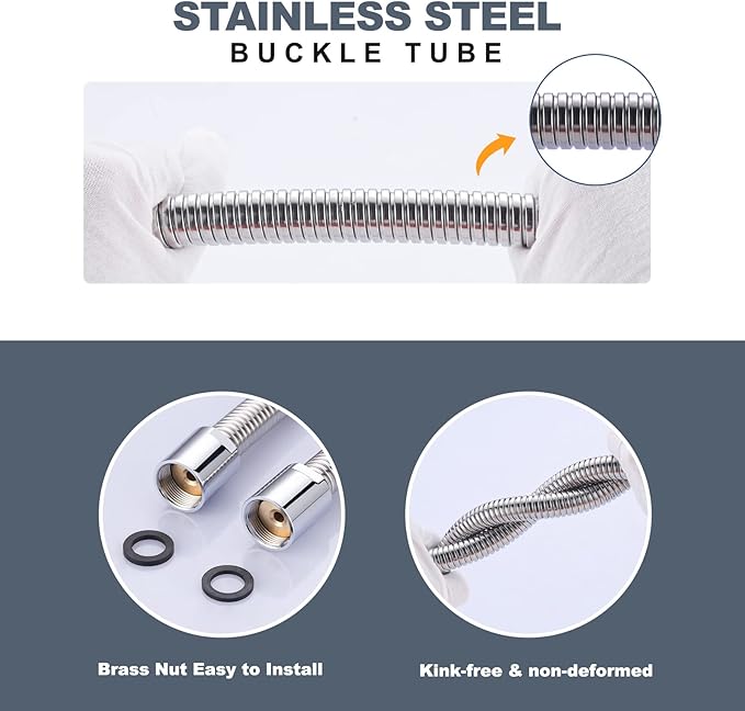 38" Commercial Sink Faucet Sprayer Hose, Pre-rinse Sprayer Hose for Commercial Kitchen Sink Faucet, 38 Inch Stainless Steel Flexible Hose Replacement Kit for Restaurant Industrial Dishwasher