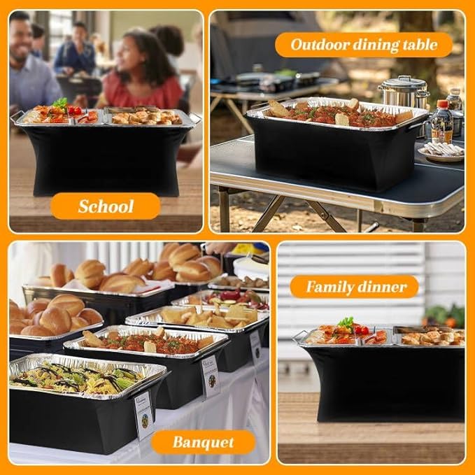Chafer Wind Guard 4-Pack, Flame Retardant Fabric Cover for Buffet Food Warmers, Catering Events