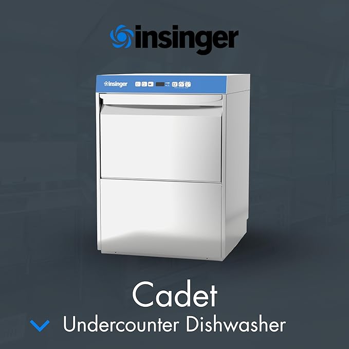 CADET Undercounter Dishwasher, 23-5/8"W x 24"D x 33-1/2"H, 30 Racks/Hr, 3 Wash Cycles, Built-In 3 Gal. Booster & Rinse Pump, 0.8 Gal. Per Rack, LED Indicators, Stainless Steel, 208V, 1PH