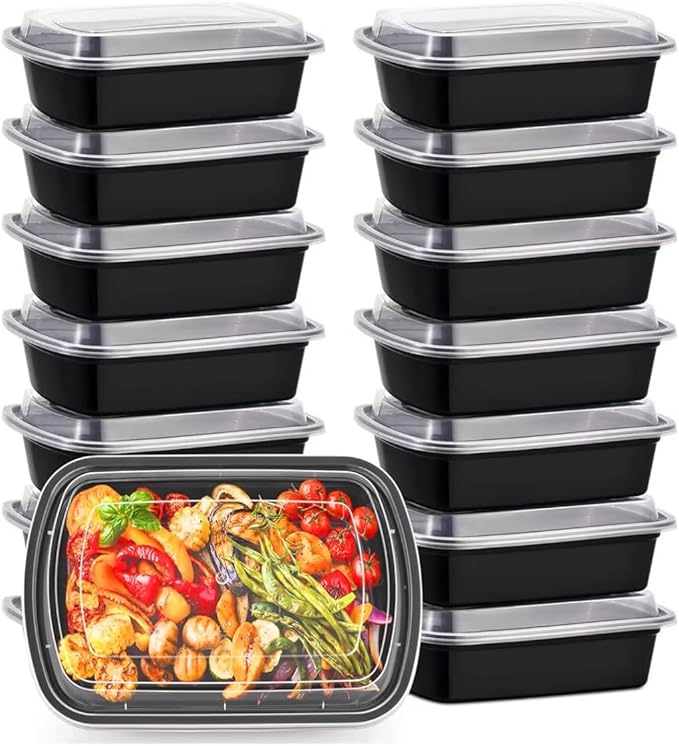 38oz Meal Prep Containers, Extra Large &Thick Food Storage Containers with Lids, Reusable Plastic,Disposable Bento Box,Stackable,Microwave/Freezer/Dishwasher Safe, BPA Free (35 Containers)