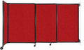Wall-Mounted Sliding StraightWall Room Divider | Adjustable Widths | Locking Wheels | Room Separator | Up to 7'2" Wide x 4' Tall Red Fabric Panels
