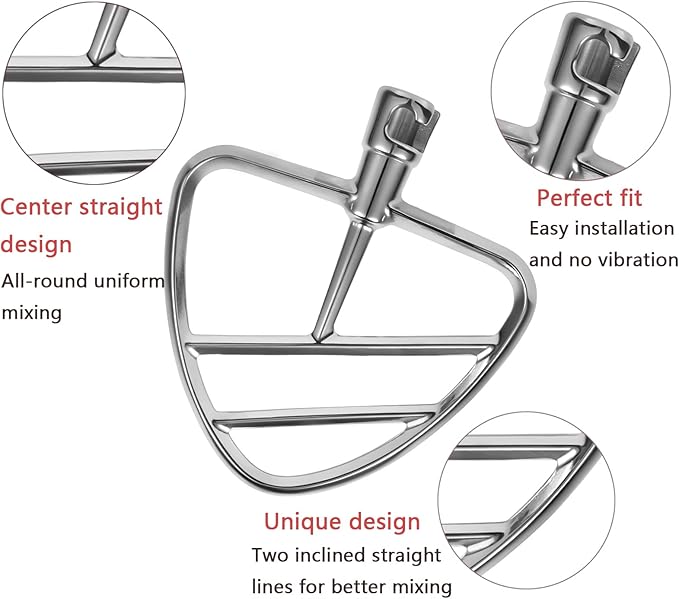 Beater Blade for Kitchenaid Mixer Tilt-head 4.5-5.0 Qt Stand Mixers, Stainless Steel Dishwasher Safe, Perfect Pastry Paddle Attachment