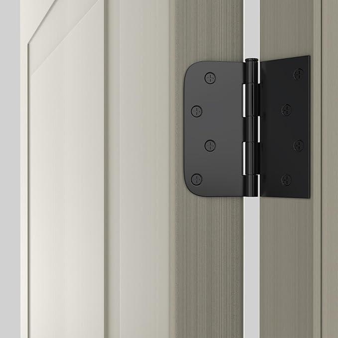 goldenwarm 6 Pack 4in Black Door Hinges Interior Door Hinges Black Matte 4 x 4 Inch with Square & Round Corners, Iron Material