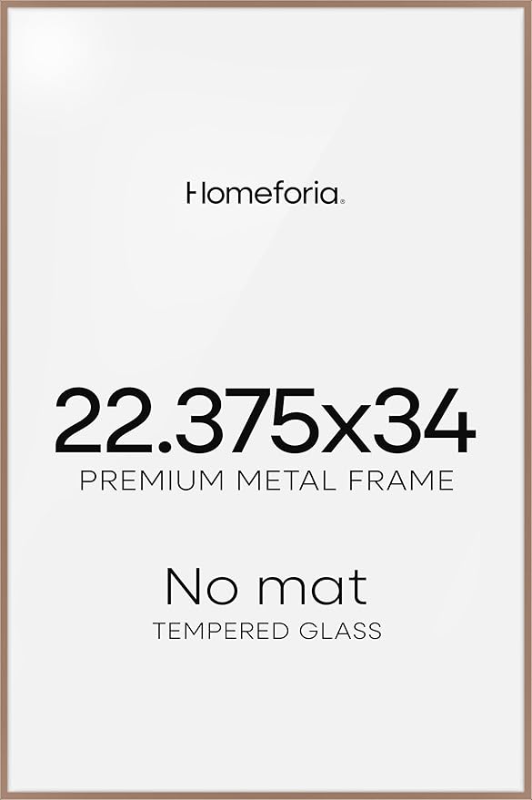 Homeforia 22.375x34 Mocha Puzzle Frame, High End Metal 22.375 by 34 Picture Frames without Mat, 34 x 22.375 Thin Poster Frame for Wall, 22.375by34 Puzzle Photo Frame, Tempered Glass, Wall Kit, Set of 1