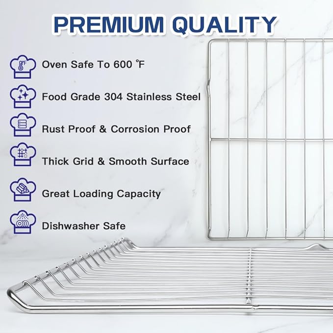 [Upgraded] Range Standard Oven Rack MHL63411403 for LG Range Ovens, Stainless Steel Oven Shelf Rack Replacement Part, 24.7'' Wide x16.2'' Deep