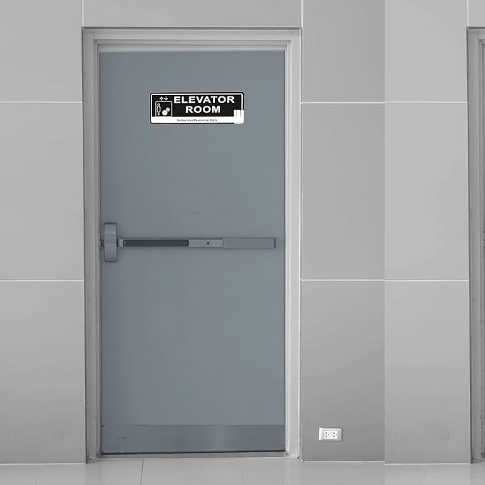 Door Sign,RAMIEYOO Acrylic Authorized Personnel Only Signs for Door,Black and White - 9"x 3" (Elevator Room)