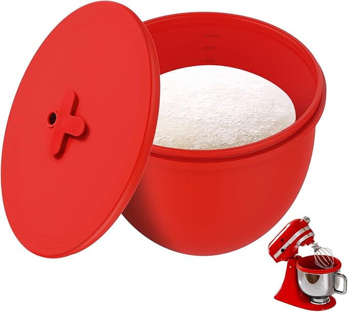 5 Qt Tilt-Head Stand Mixer Silicone Liner - Reusable Easy-Release Bowl Insert, Flexible Baking Tool for Home Bakers (Red)