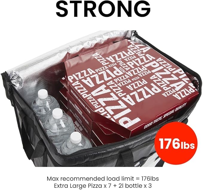 NZ home Insulated Bags for Food Delivery (3XL PRO) Grocery Shopping Cooler Bag, Pizza Delivery, Hot & Cold Catering Tote, Reusable, Foldable & Heavy Duty (2 Pack, Black)