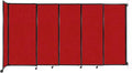 Wall-Mounted Sliding StraightWall Room Divider | Adjustable Widths | Locking Wheels | Room Separator | Up to 11'3" Wide x 6' Tall Red Fabric Panels