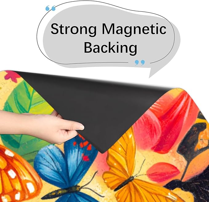 Colorful Butterflies Flowers Dishwasher Magnet Cover Front Dishwasher Cover Decor Reusable Magnetic Door Cover Panel Decal Home Appliances Stickers Kitchen Refrigerator Fridge 23"x26"