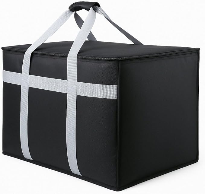 musbus Insulated Food Delivery Bag Cooler Bags Keep Food Warm Catering Therma for doordash Uber Eats Catering Shopper hot BLACK travel grocery pizza portable beach soft sided