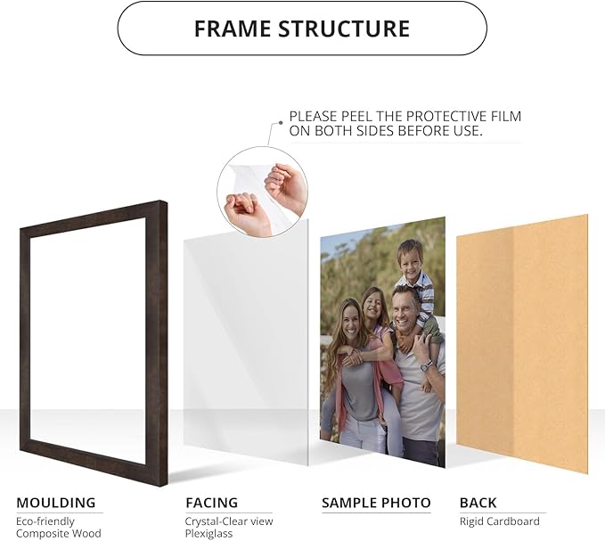 wallsthatspeak 14x19 Espresso Brown Picture Frame for Puzzles Posters Photos or Artwork