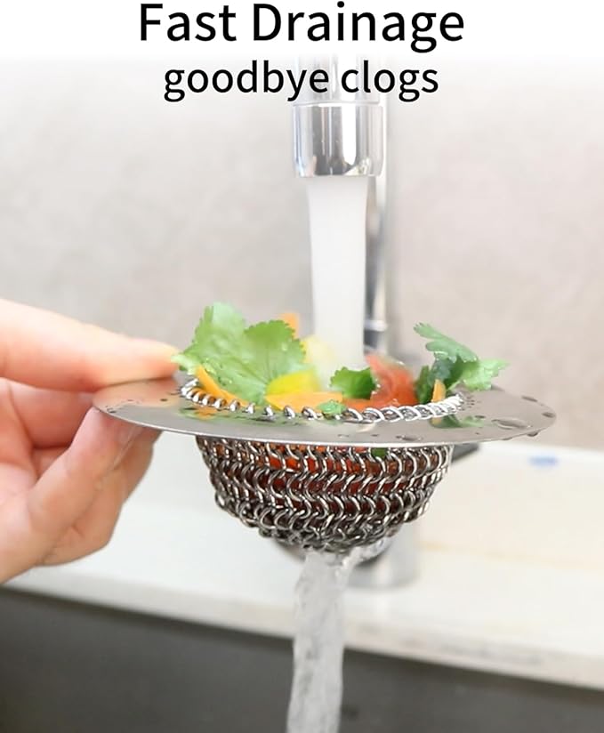 TRAPMATE 4 Pcs Kitchen Sink Drain Strainer, Stainless Steel Sink Strainer Basket with Easy Clean & Anti-Clog, Fits Garbage Disposal, Dishwasher Safe, Single & Double Bowl Sinks (Patented Product)